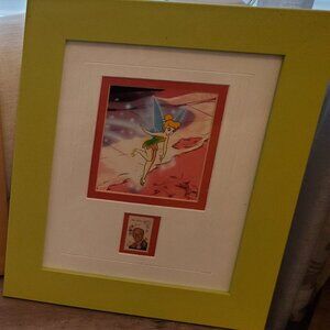 Vintage 1968 Walt Disney Stamp Framed Tinkerbell